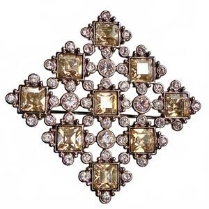 Vintage Givenchy Swarovski Crystal Maltese Cross Brooch Pin